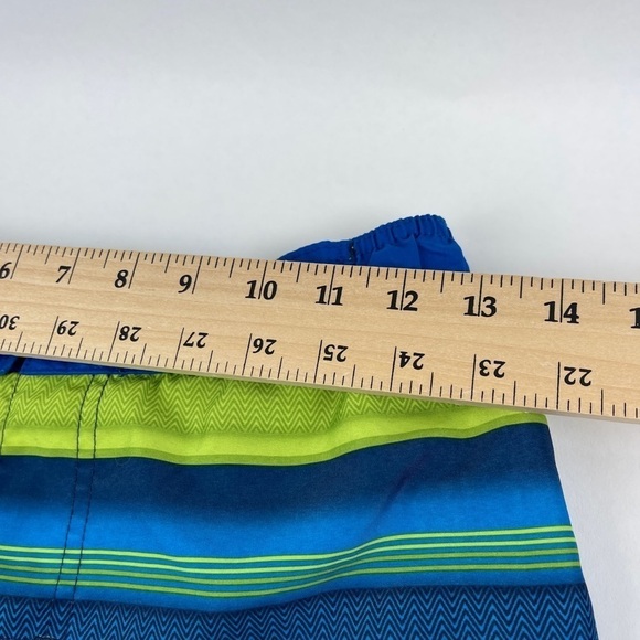 OP Swim Trunks Boys XL 14/16 Blue Green Striped - Picture 6 of 8